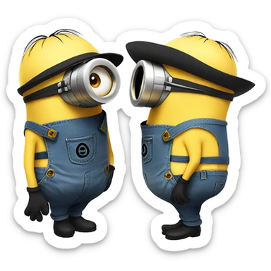 Minions kissing with hats sticker