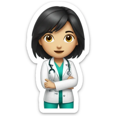 doctor girl with dark hair doing squats sticker