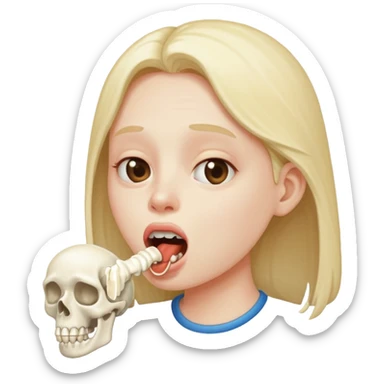 person drooling with bone sticking out of mouth sticker
