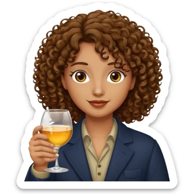 Curly haired curl with brown hair toasting with alcohol sticker