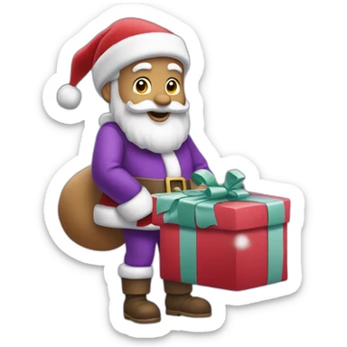Santa Claus dressed in purple delivering presents sticker