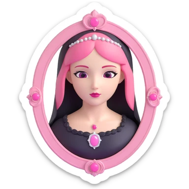realistic 3D gothic cameo with pink accent, minimal and vintage sticker
