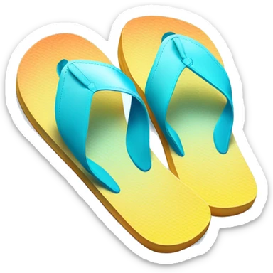 Realistic light blue gradient pair of summer flip flops isolated. sticker