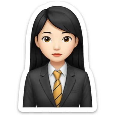 long black haired asian woman with tie and blazer sticker