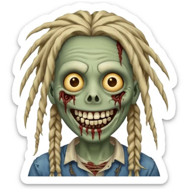 zombie with dreads with braces smiling  sticker
