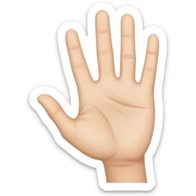 a hand held open, viewed from the side, with the palm facing upward sticker