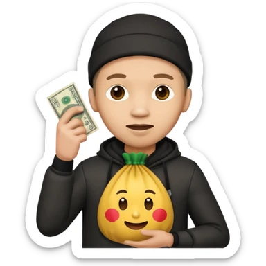 Ladrão com saco de dinheiro emoji efeito Mandela sticker