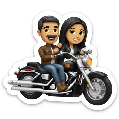 Mexican couple on a Harley Davidson motorcycle  sticker