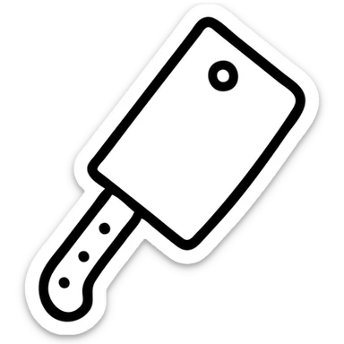 simple outlined icon of a butcher knife, clean lines, minimalistic sticker