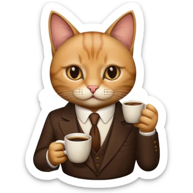 cat corleone mafia coffe sticker