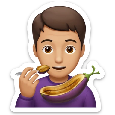 Man eating an eggplant sticker