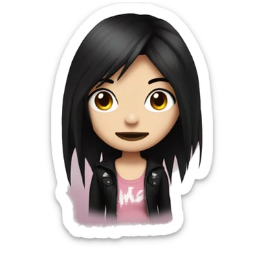 2007 emo girl with black hair and one pink strand grunge style sticker