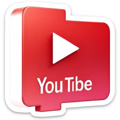 A modern icon combining YouTube's play button with circuit patterns, in red gradient, minimalist 3D style, perfect for app icon sticker