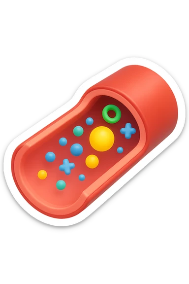 EMOJI STILE IPHONE 3D DI particelle di ormoni che circolano in una vena umana sticker