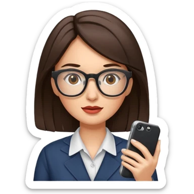 journalist brunette woman with glasses sticker