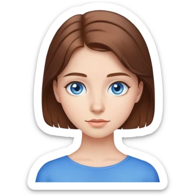 23 year old girl with brown hair and blue thin eyes sticker