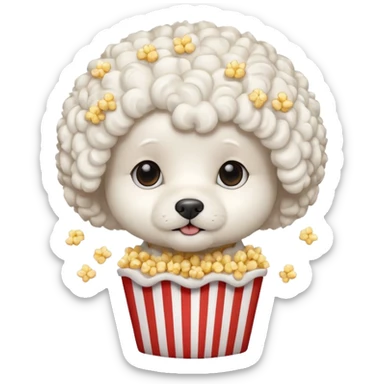 white bichon frise face with popcorn hair sticker
