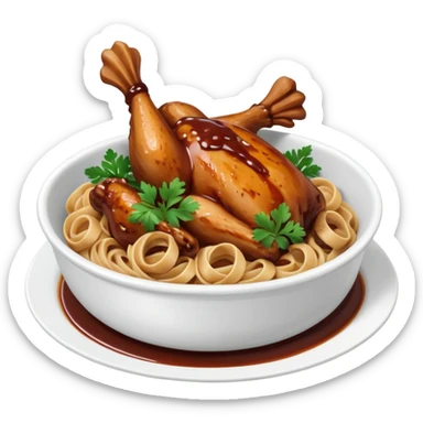 Chicken and barbecue sauce pasta sticker