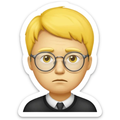 Una cara amarilla con lentes y que esté triste sticker
