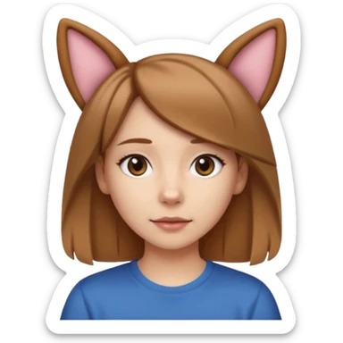 White girl with straight brown hair name is Valentina put dog ears on her and make he rlike like a bith but still not ugly just the dog prt of it and also have a shirt that says siri on it LONG LIGHT BROWN HAIR the shrit must say siri on ittt dont draw a dog just dog years sticker
