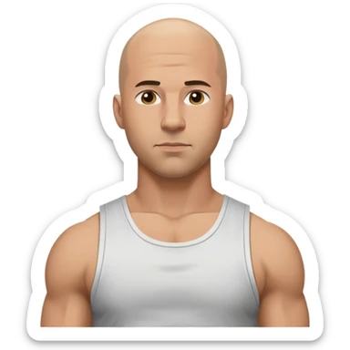 Dominic Toretto from Fast and Furious with bald head and muscle shirt sticker