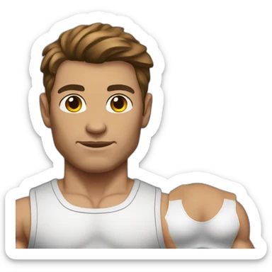 Bodybuilder brown hair without beard sticker