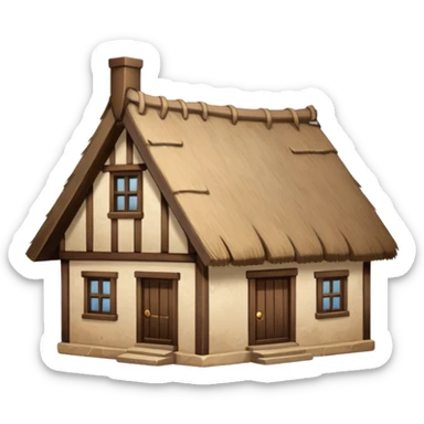 thatched roof house sticker