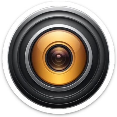 A round camera lens, minimalist, with highlights sticker