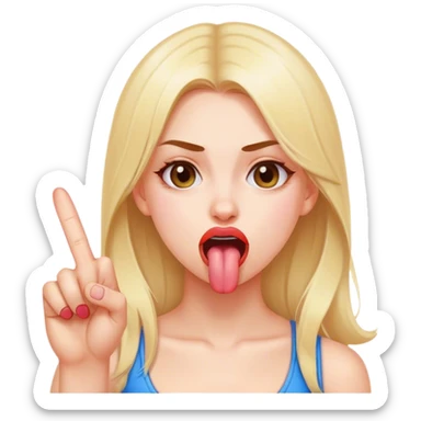 Girl sticking tongue out with middle fingers  sticker