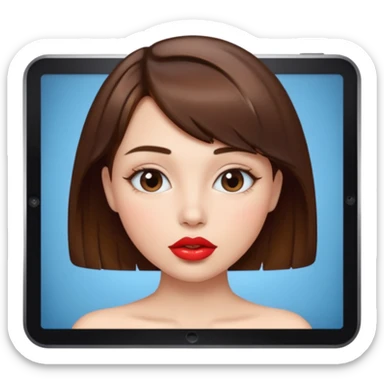 Chica güera,pelo corto,pelo castaño y dando un beso ala pantalla  sticker