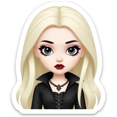 pretty bratz baddie, pale skin, black hair, gothic style sticker