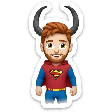 messi with a blue goat, puma hoodie, blue eyes, reddish hair, superman costume sticker