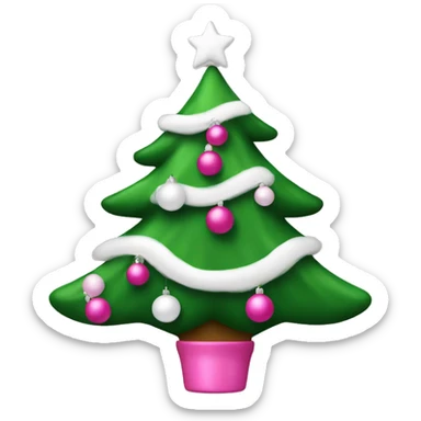 christmas tree with pink and white ornaments  sticker
