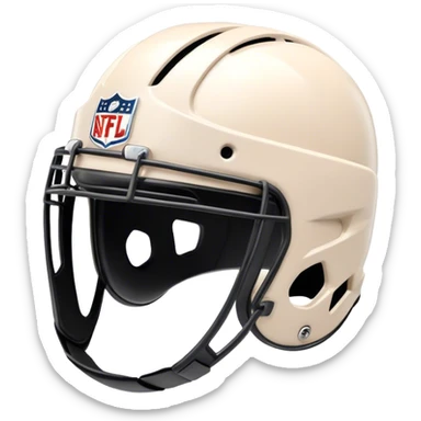 Cinematic Realistic image of AFL headgear featuring detailed cushioning and protective design elements, rendered with dynamic reflections on synthetic materials and set against a blurred action-packed background sticker