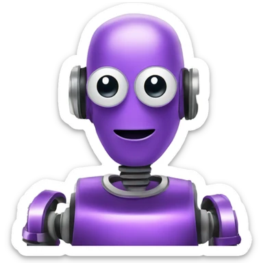 purple robot with euro money sticker