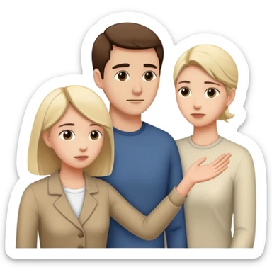 couple with man showing avoidant attachment style (turning away slightly) and woman showing approachable attachment style (reaching out) sticker