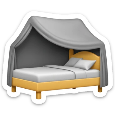 Minimalist emoji-style sticker of a bed with a covered figure and something strange peeking out from underneath. Grayscale only, simple icon.

 sticker