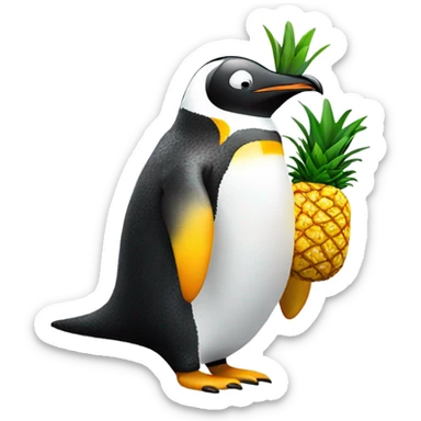 Penguin with a pineapple sticker