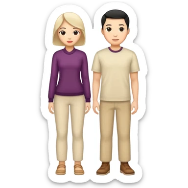 china men and woman photorealistic standing on feet sticker