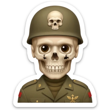 generate a realistic Russian soldier, but with a bare skull instead of a head sticker