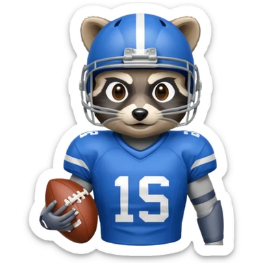 american football player raccoon blue sticker