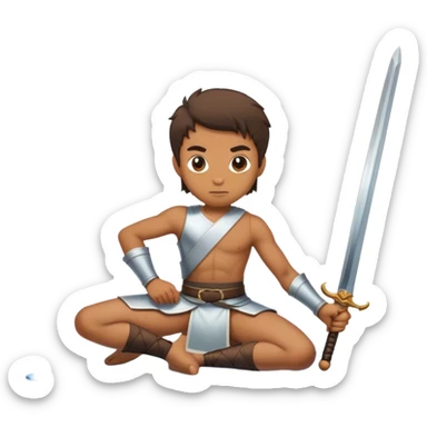 the sword on the floor and a mirror person sticker