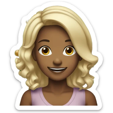 smiling girl with hoop earrings and a Christmas tree behind her sticker