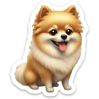 Pomeranian holding a red heat in his hands. He’s happy  sticker