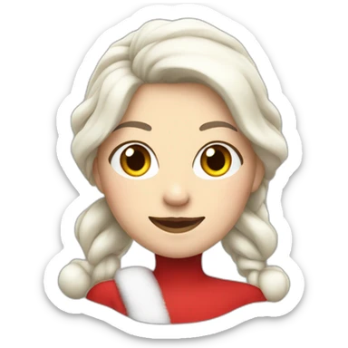 white woman with hair tied dressed as santa for christmas who strikes the pose full height sticker