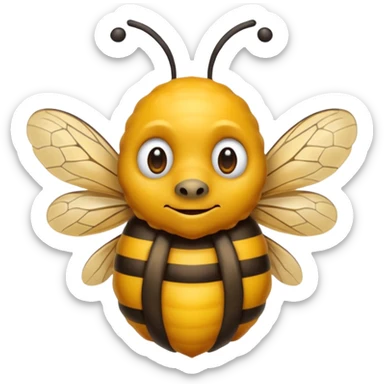 una abeja con cabeza de un señor canoso viejo, robusto yhumano, el cuerpo de la abeja dejalo sin cambiar sticker