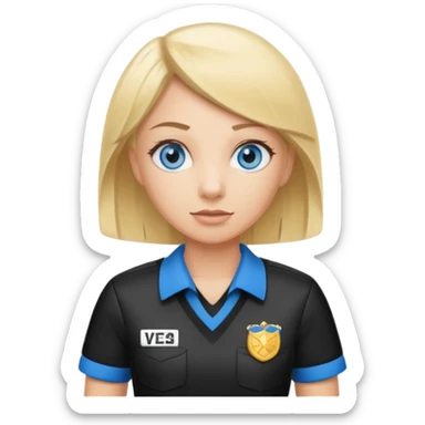 blue eyes blonde girlIN REFEREE UNIFORM STANDING UP  sticker