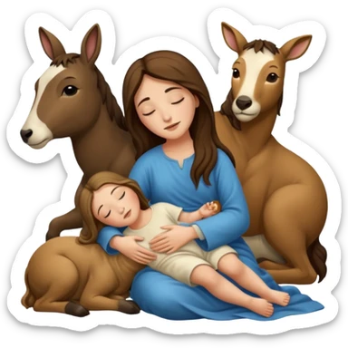 Marie Joseph Jesus et les animaux font tous dodo sticker