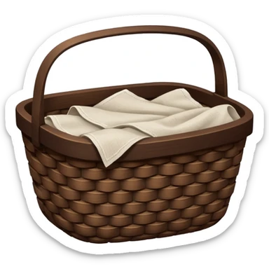 A dark Brown basket with fresh washed linen sticker