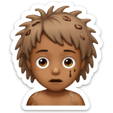 Un enfant avec du caca sur les cheveux sticker